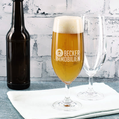 Graviertes Bierglas mit Logo