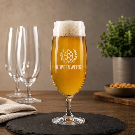 Pilsglas mit Logogravur