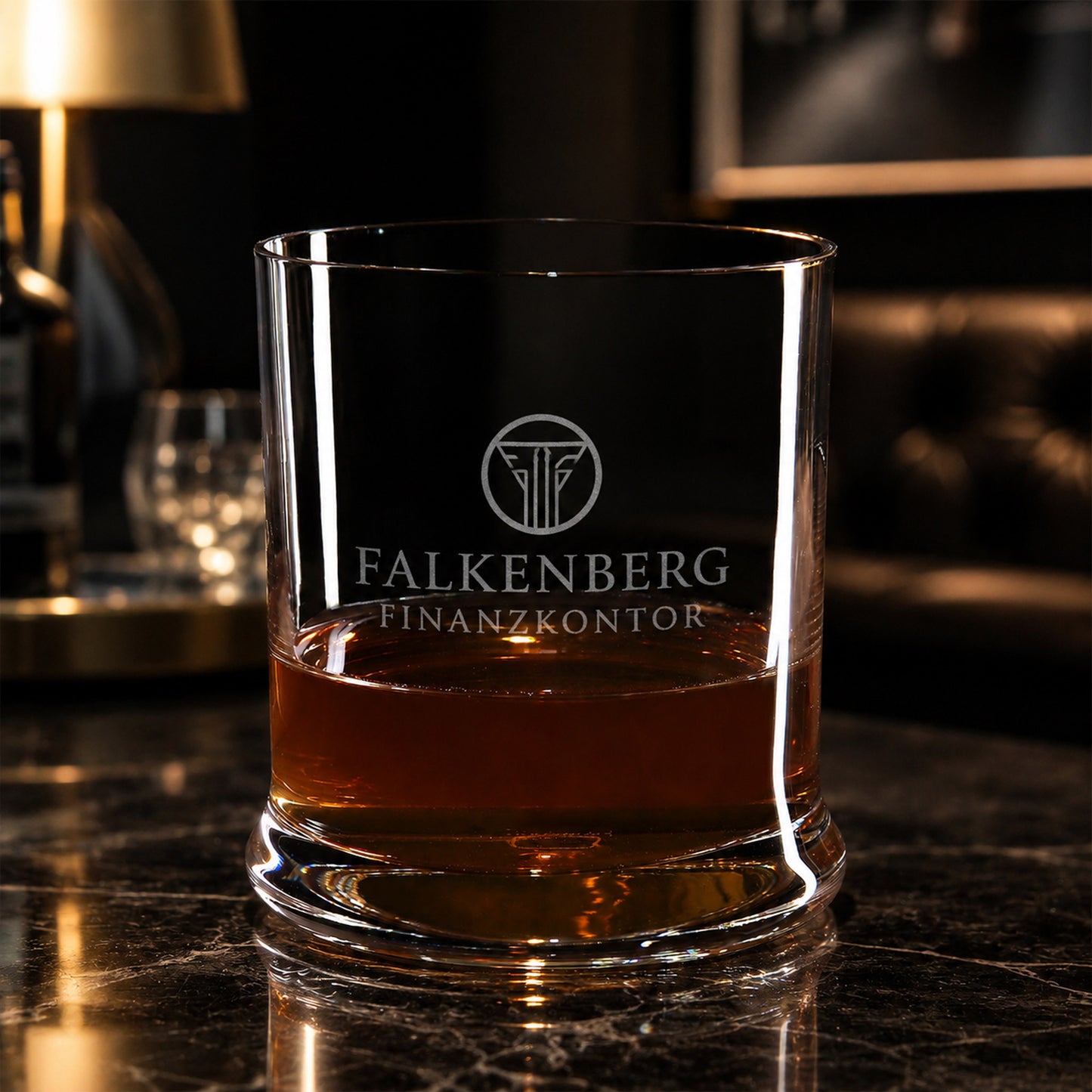 Leonardo Whiskeyglas mit Logo