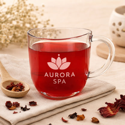 Glas mit Henkel mit Gravur