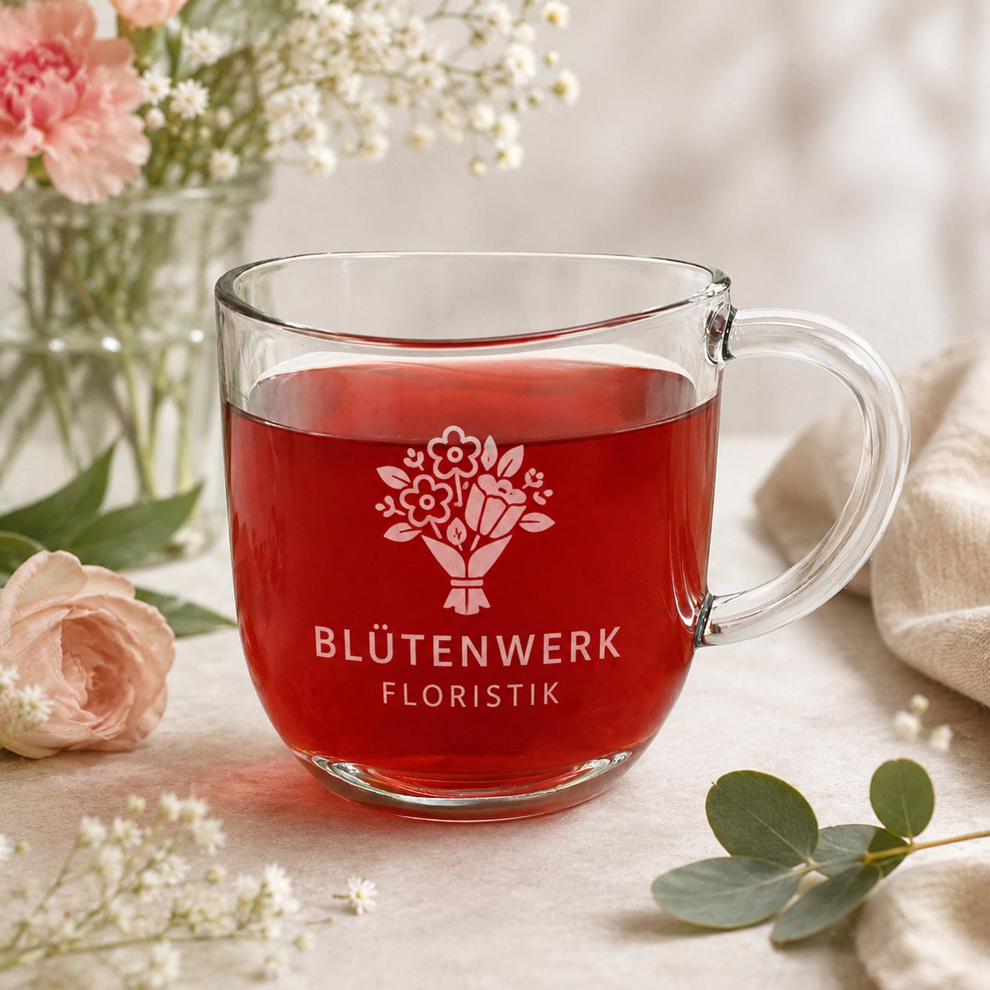 Teeglas mit Logogravur