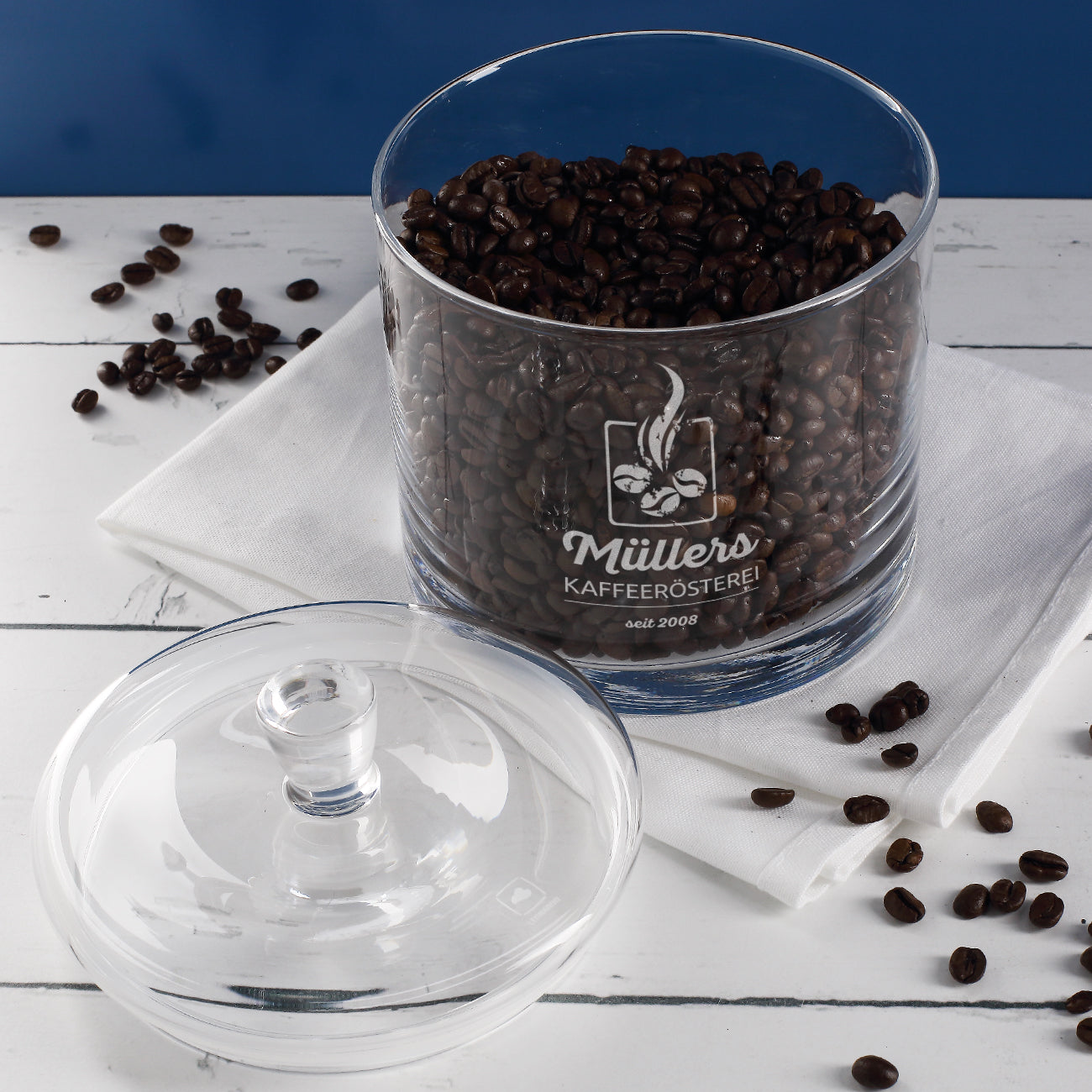 Glasdose von Leonardo mit Gravur