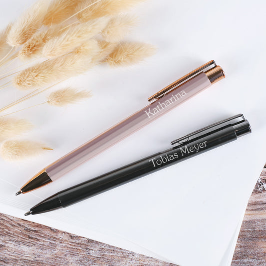 Kugelschreiber mit Namensgravur in rosa oder grau