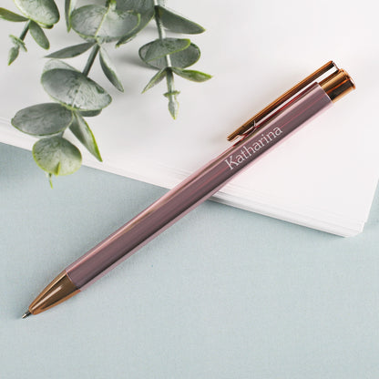 Kugelschreiber mit Namensgravur in rosa oder grau