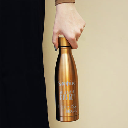 Personalisierte Thermosflasche "Volle Kanne Danke" mit Name und Firmenlogo | Danke Geschenk für Mitarbeiter