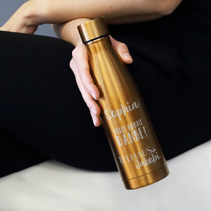 Personalisierte Thermosflasche "Volle Kanne Danke" mit Name und Firmenlogo | Danke Geschenk für Mitarbeiter