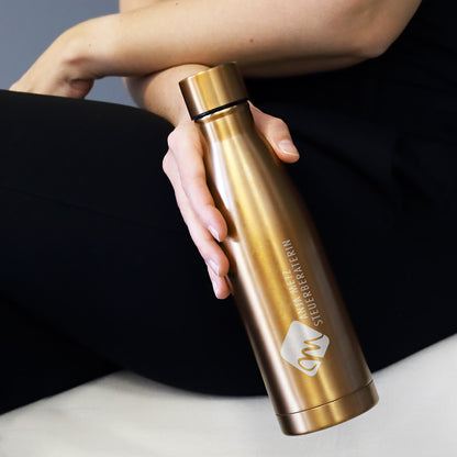 Gravierte Thermosflasche mit Logo in Kupfer