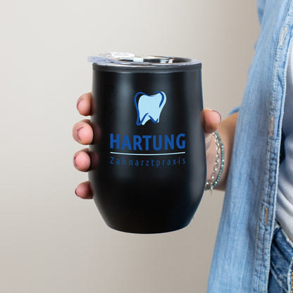 Thermobecher mit Firmenlogo bedruckt in zwei Farben