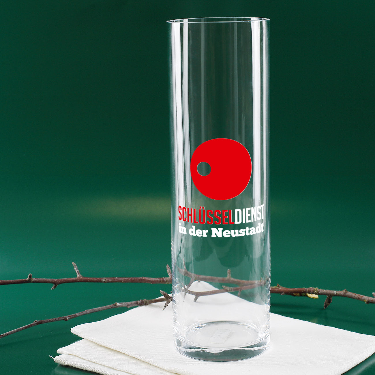 Vase mit Logo bedruckt