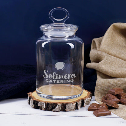 Gravierte Glasdose mit Ihrem Firmenlogo