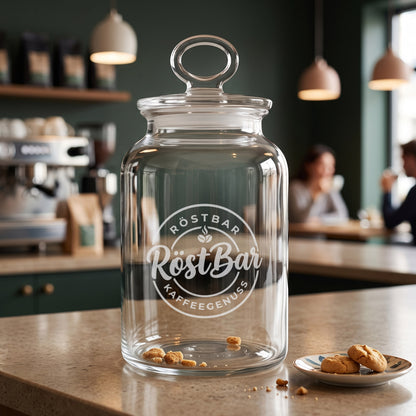 Dose mit Deckel aus Glas und individueller Gravur