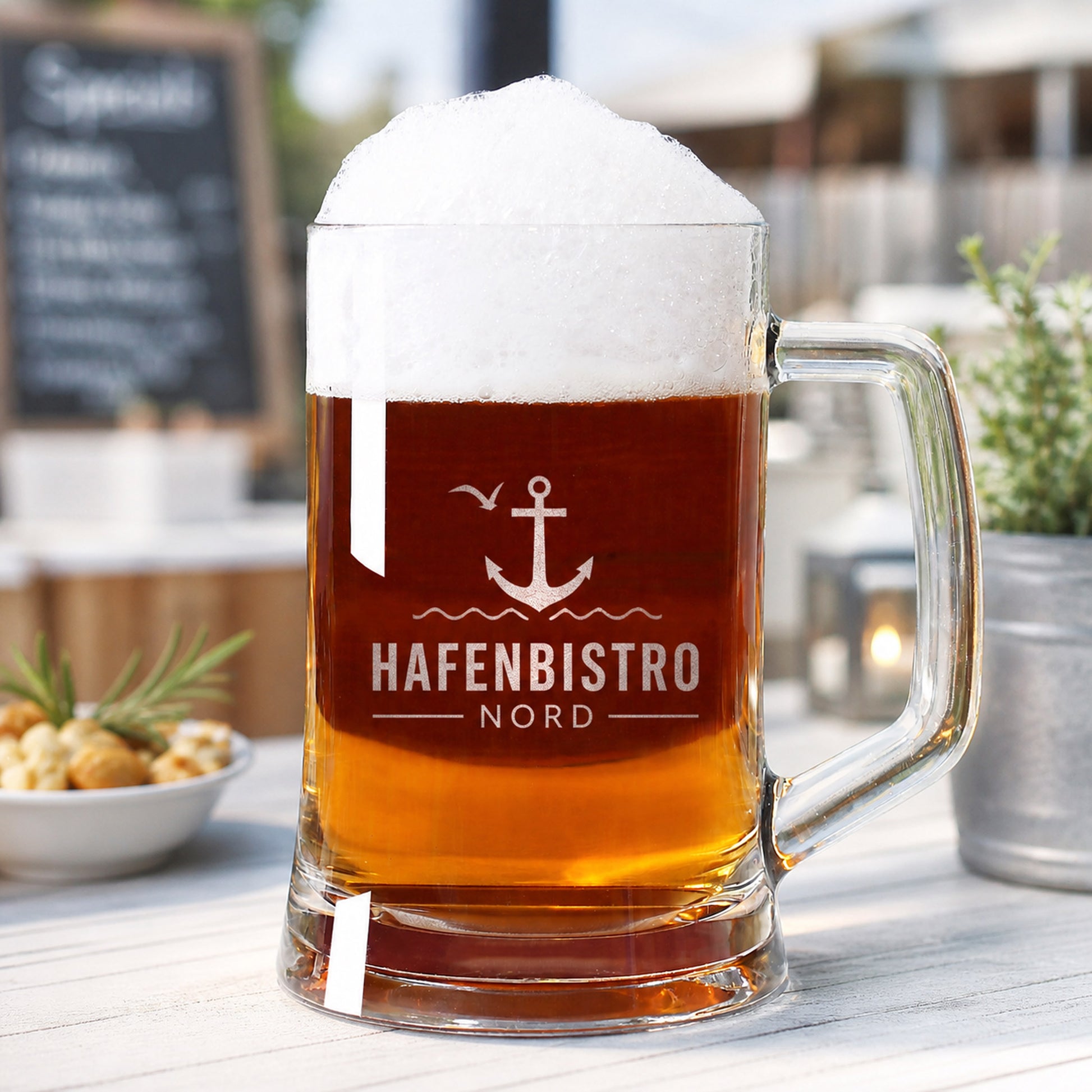 Bierseidel mit Logogravur