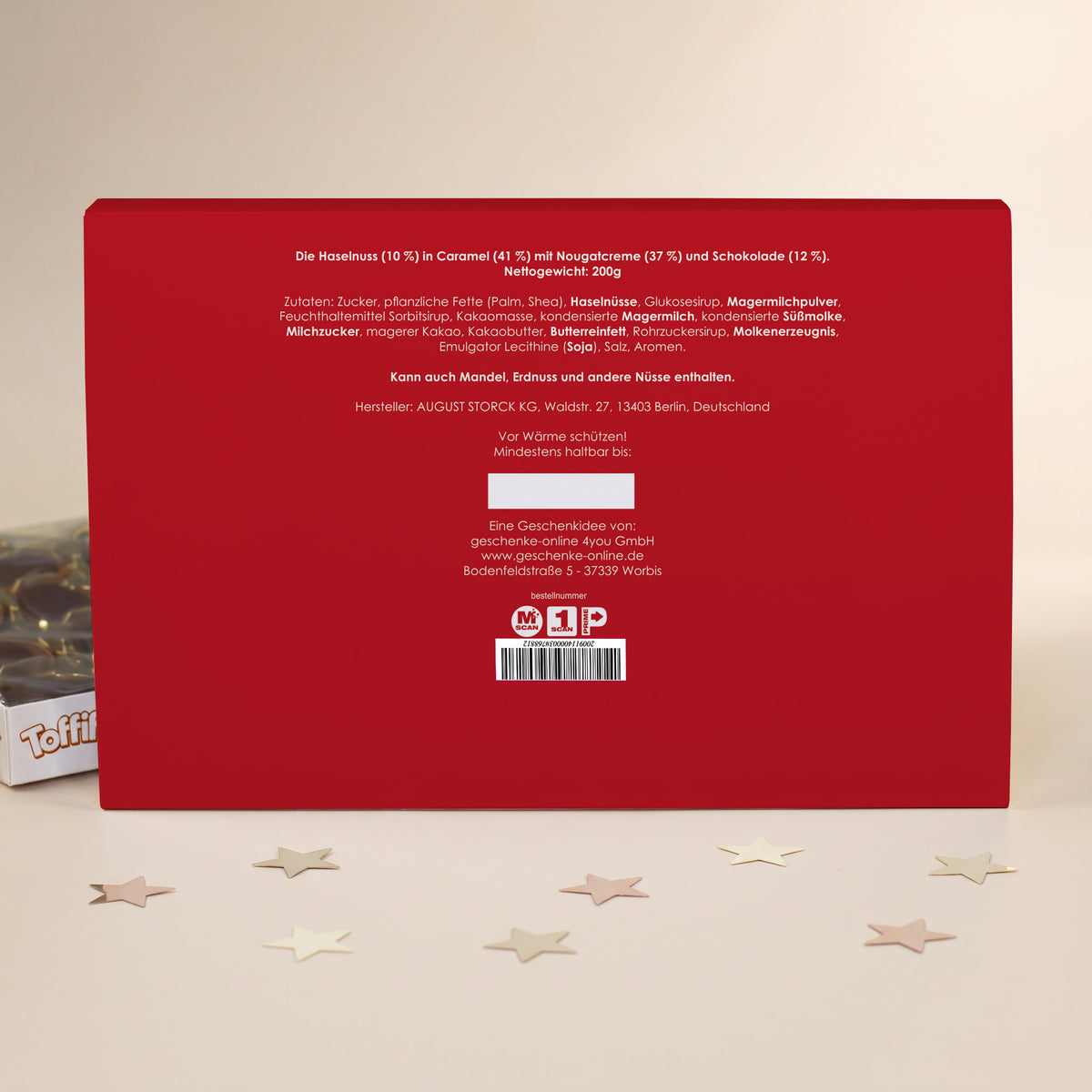 Gefüllter Toffifee Adventskalender mit Firmenlogo und Weihnachtsmann Motiv | Adventskalender für Mitarbeiter