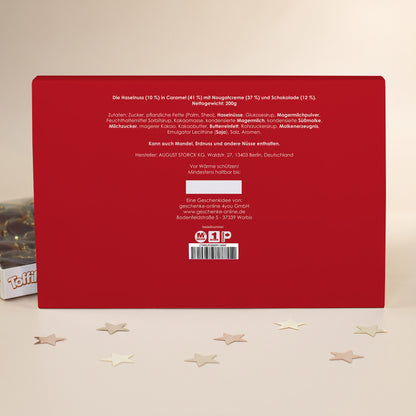 Gefüllter Toffifee Adventskalender mit Firmenlogo und Weihnachtsmann Motiv | Adventskalender für Mitarbeiter