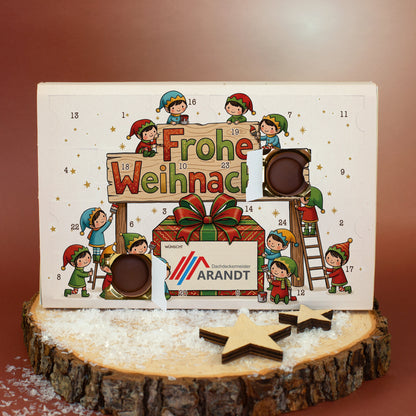 Toffifee Adventskalender „Wichtelwerkstatt“ mit Firmenlogo | gefüllter Adventskalender für Firmen