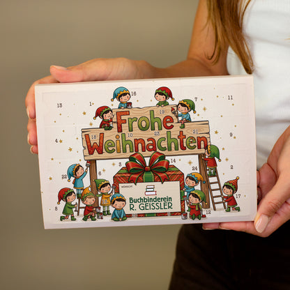 Toffifee Adventskalender „Wichtelwerkstatt“ mit Firmenlogo | gefüllter Adventskalender für Firmen