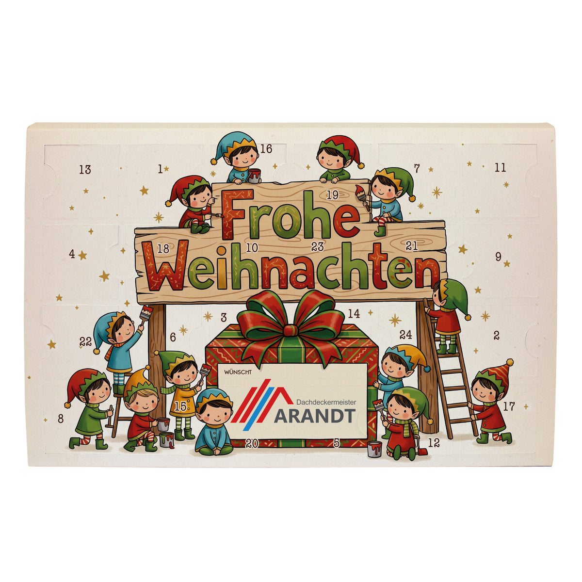 Toffifee Adventskalender „Wichtelwerkstatt“ mit Firmenlogo | gefüllter Adventskalender für Firmen