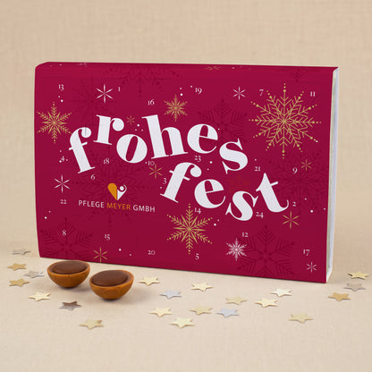 Toffifee Adventskalender mit Logo und Frohes Fest | gefüllter Adventskalender mit Firmenlogo
