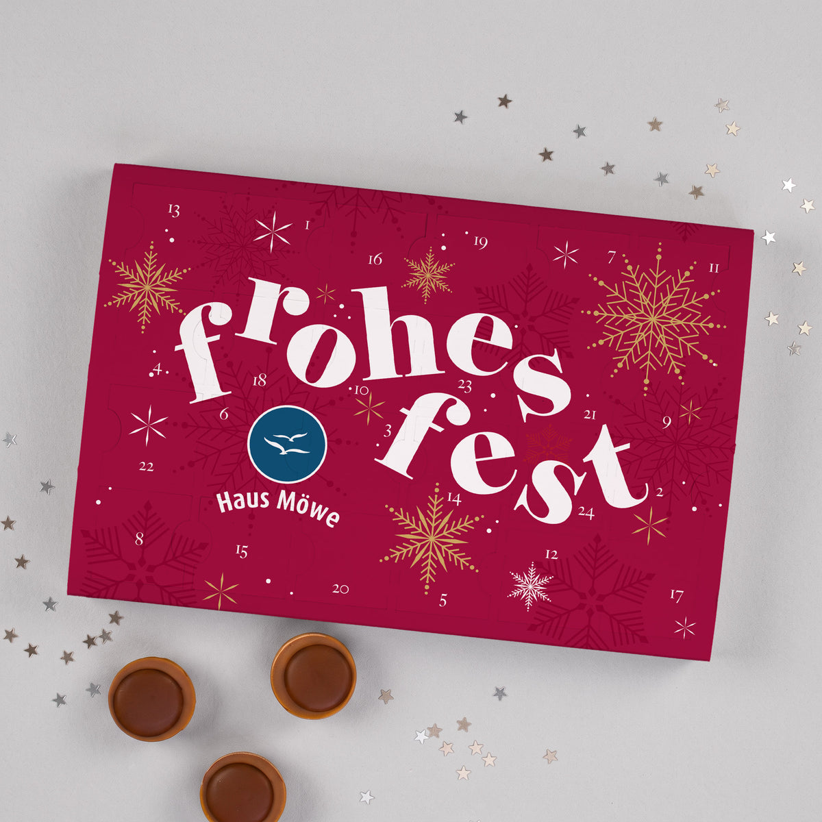 Toffifee Adventskalender mit Logo und Frohes Fest | gefüllter Adventskalender mit Firmenlogo