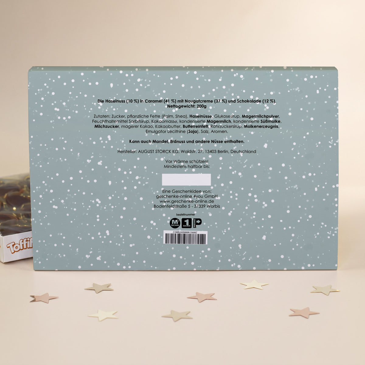Toffifee Adventskalender mit Firmenlogo und Transporter-Motiv | gefüllter Adventskalender für Mitarbeiter mit Logo