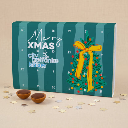 Toffifee Adventskalender „Merry Xmas“ mit Firmenlogo | Gefüllter Adventskalender für Mitarbeiter