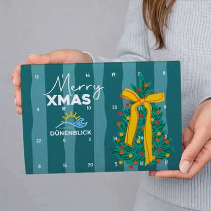 Toffifee Adventskalender „Merry Xmas“ mit Firmenlogo | Gefüllter Adventskalender für Mitarbeiter