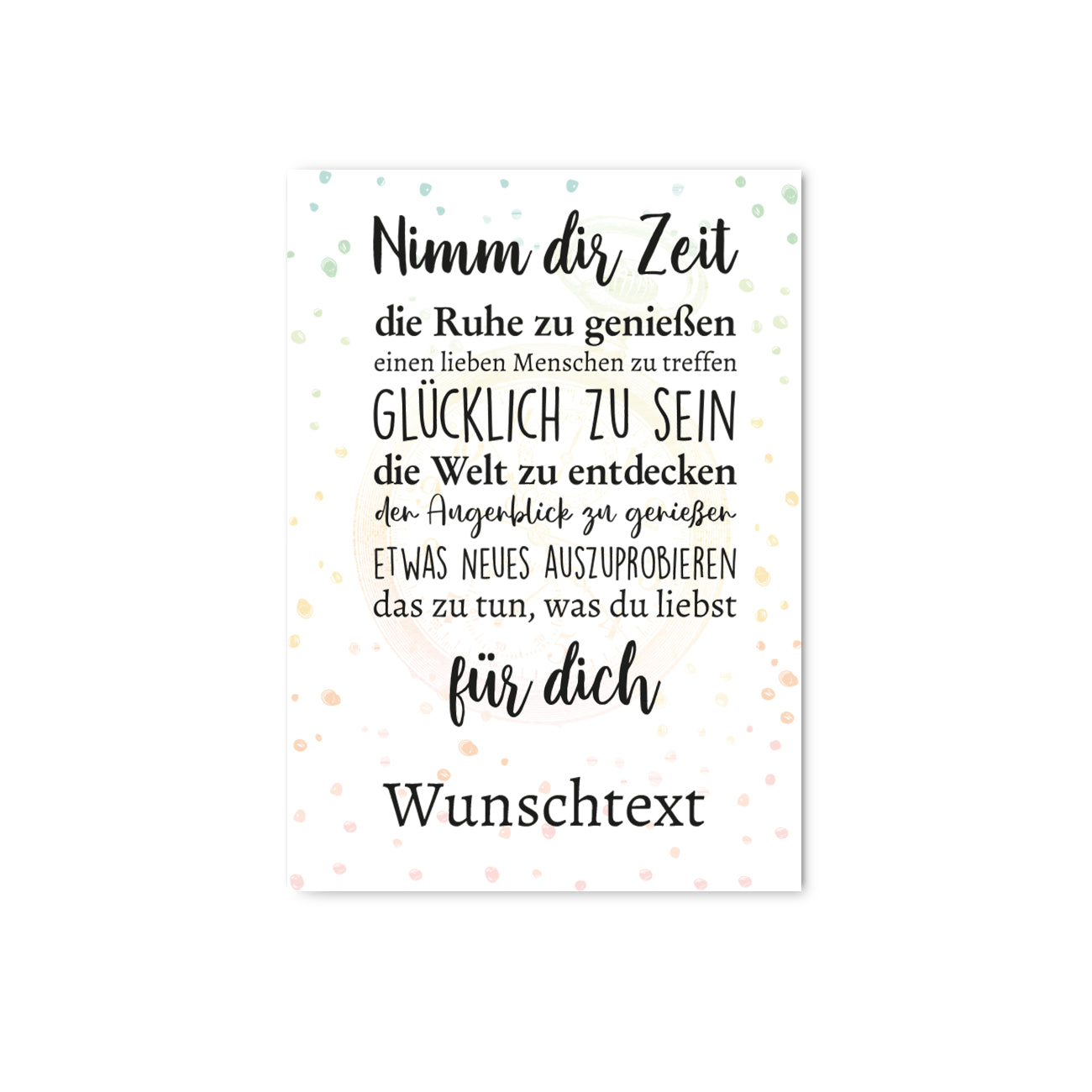 "Nimm dir Zeit" Banner zur Rente für Innen oder Außen mit Wunschtext