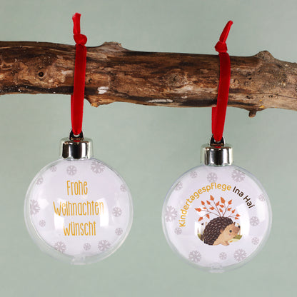 Personalisierte Weihnachtskugel mit Firmenlogo und Wunschtext