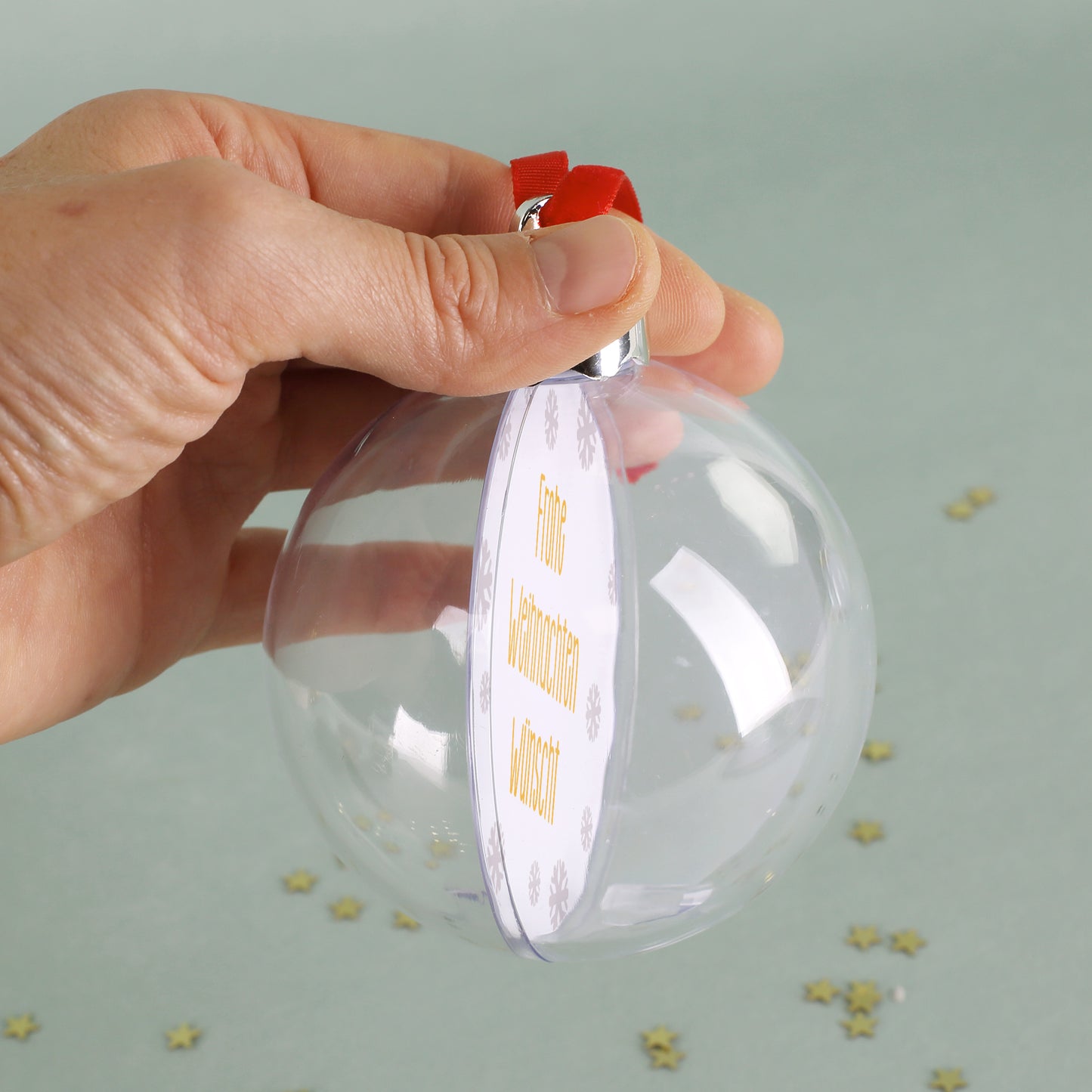 Personalisierte Weihnachtskugel mit Firmenlogo und Wunschtext