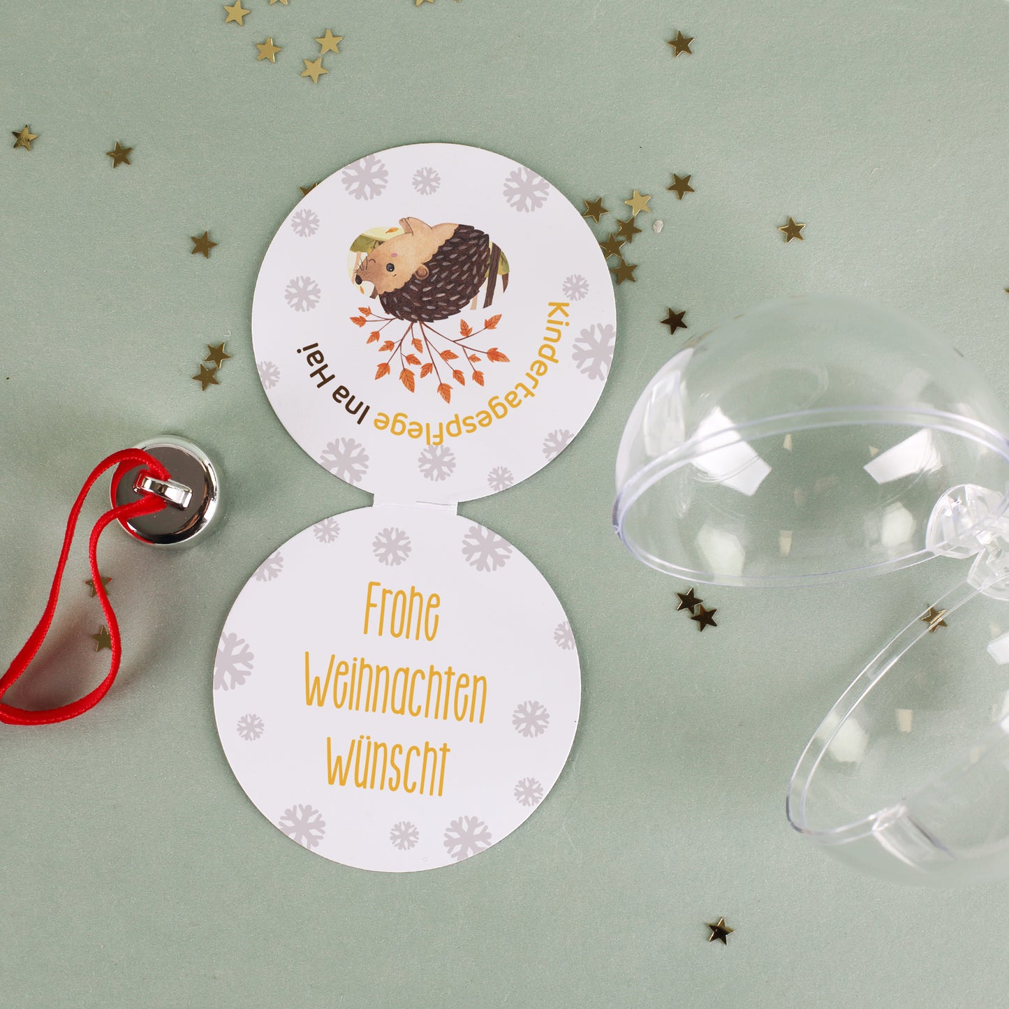 Personalisierte Weihnachtskugel mit Firmenlogo und Wunschtext