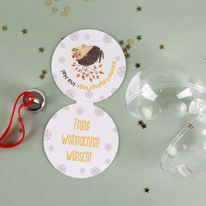 Personalisierte Weihnachtskugel mit Firmenlogo und Wunschtext