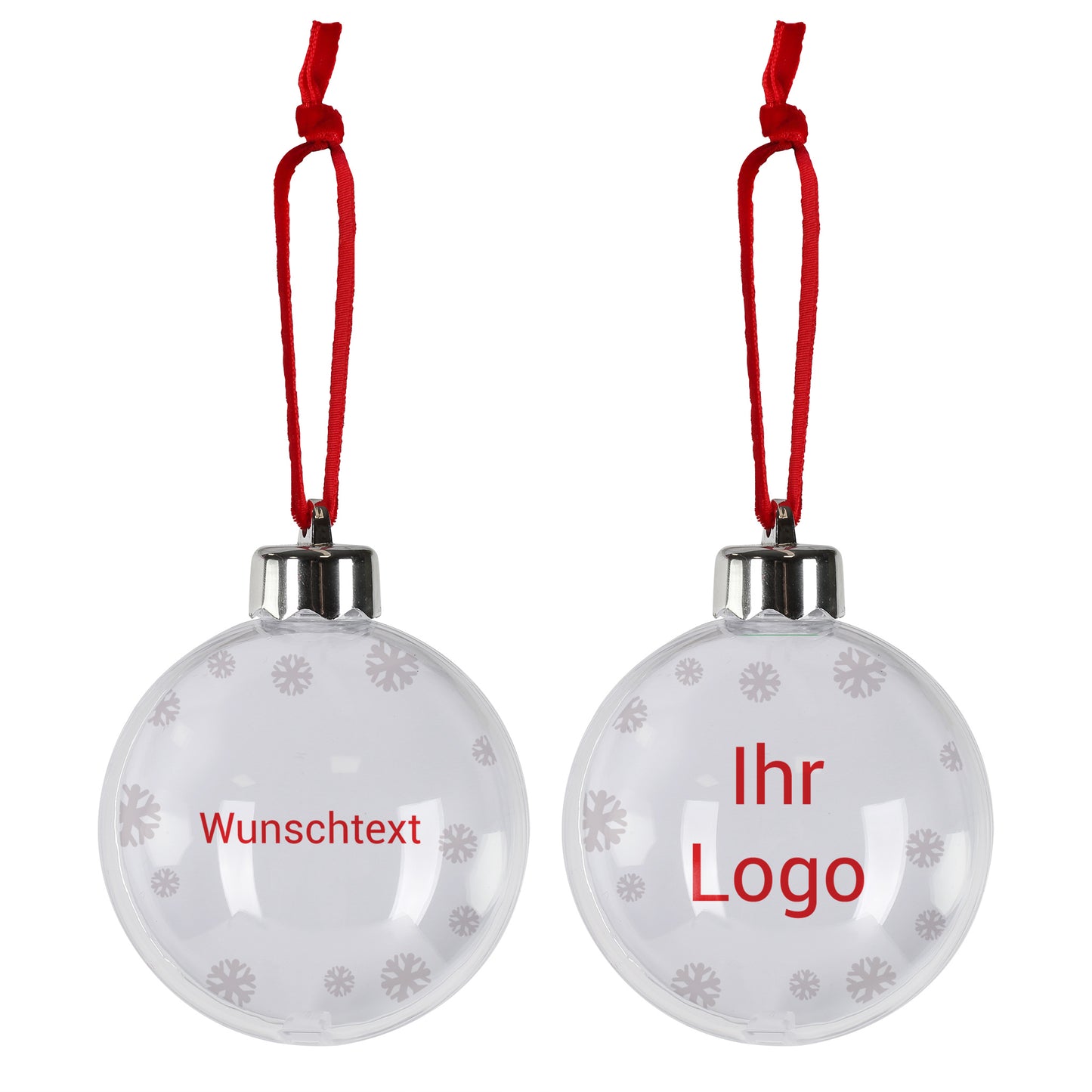 Personalisierte Weihnachtskugel mit Firmenlogo und Wunschtext