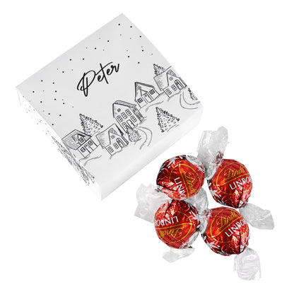 Weihnachtliche Verpackung mit 4 Lindor Pralinen