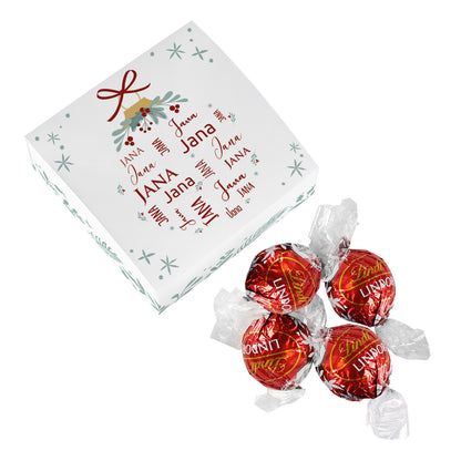 Weihnachtliche Verpackung mit 4 Lindor Pralinen