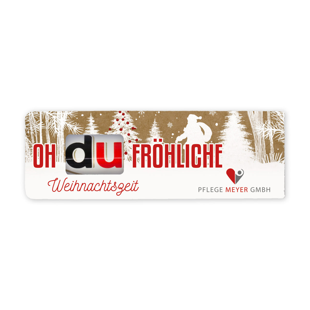 Personalisierter duplo Schokoriegel „Oh du fröhliche Weihnachtszeit“ mit Firmenlogo
