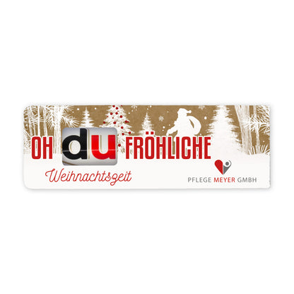 Personalisierter duplo Schokoriegel „Oh du fröhliche Weihnachtszeit“ mit Firmenlogo
