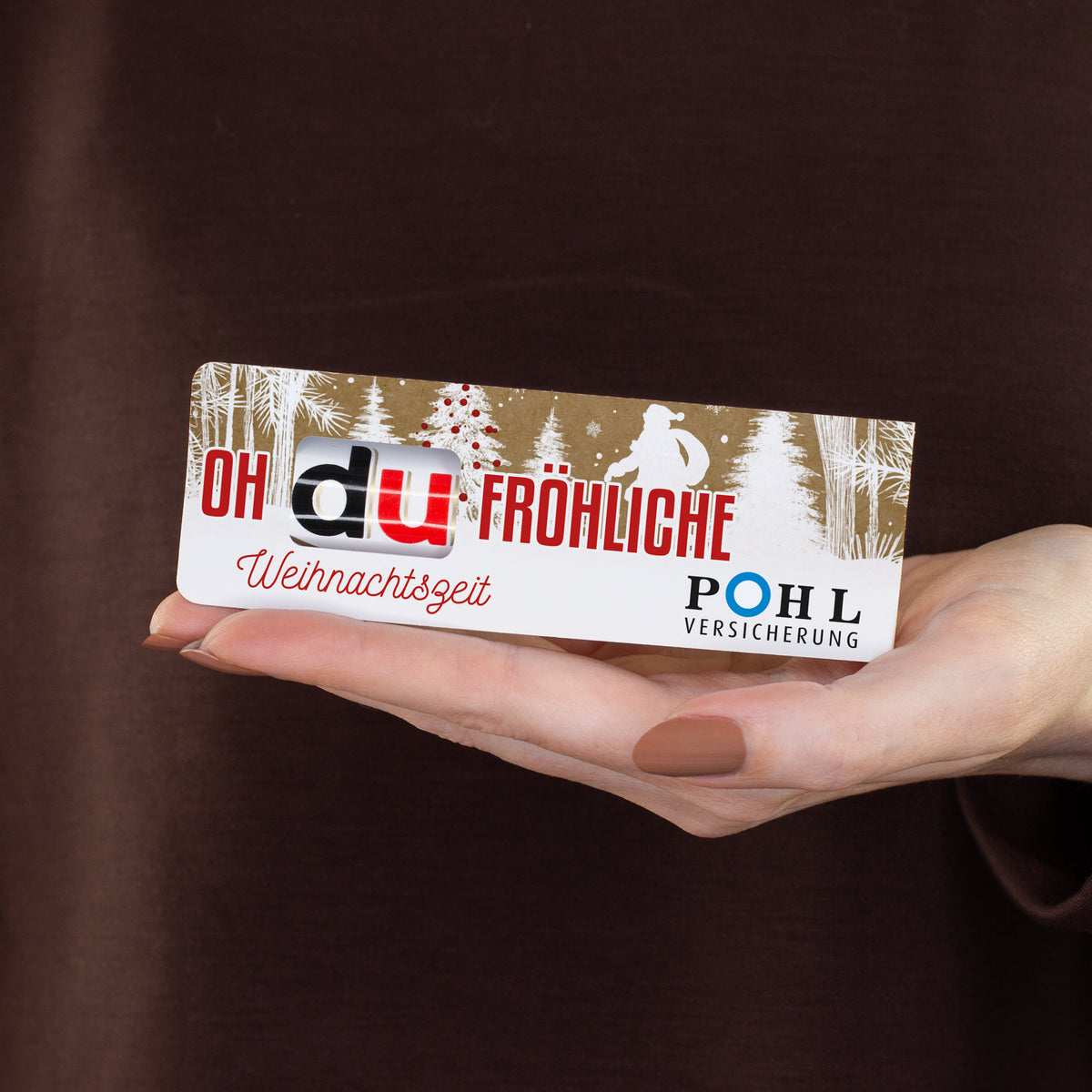 Personalisierter duplo Schokoriegel „Oh du fröhliche Weihnachtszeit“ mit Firmenlogo