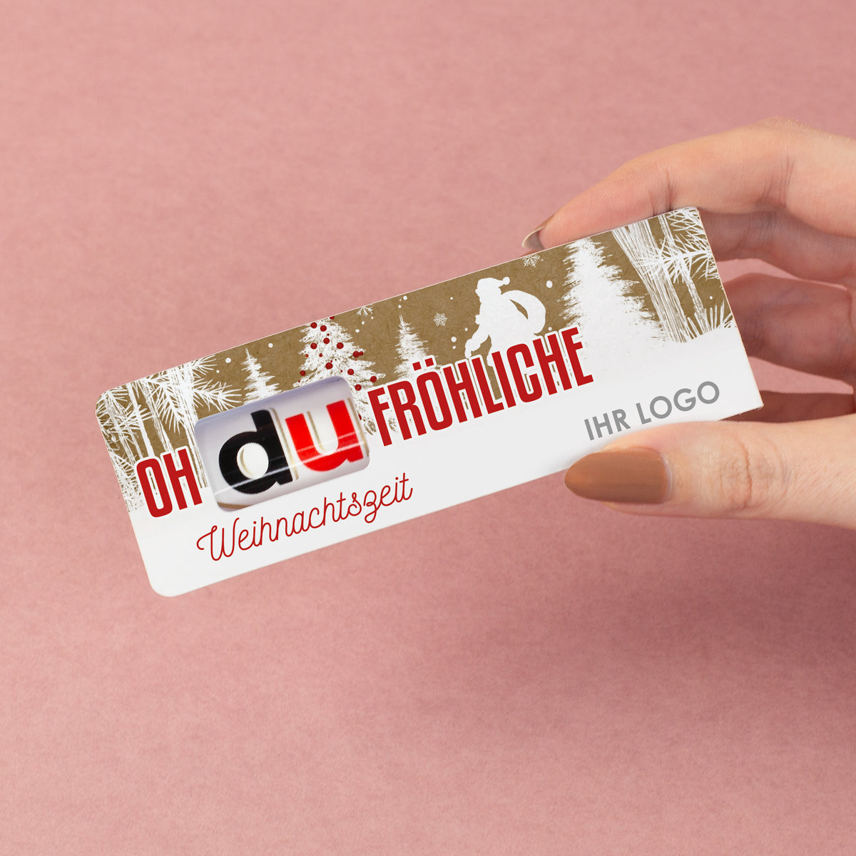 Personalisierter duplo Schokoriegel „Oh du fröhliche Weihnachtszeit“ mit Firmenlogo