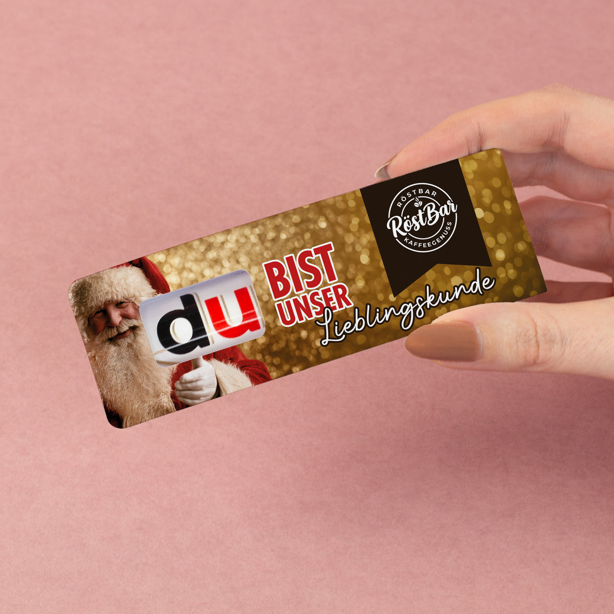 Personalisierter duplo Schokoriegel „Du bist unser Lieblingskunde“ mit Firmenlogo