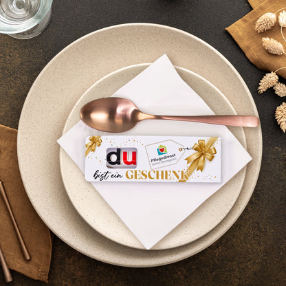 Personalisierter duplo Schokoriegel mit Firmenlogo „Du bist ein Geschenk“