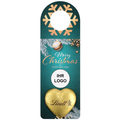 Flaschenanhänger "Merry Christmas" mit Lindt-Herz