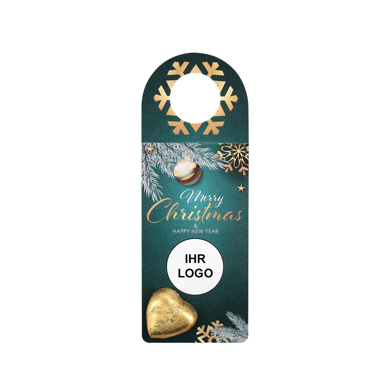 Flaschenanhänger "Merry Christmas" mit Lindt-Herz