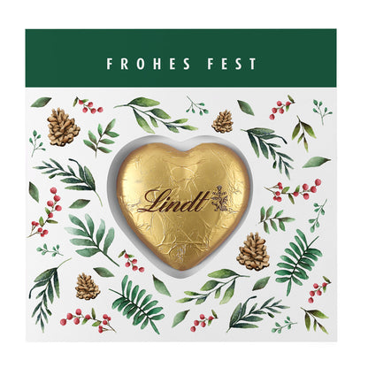 Klappkarte mit Lindt-Herz und Logo - Frohes Fest