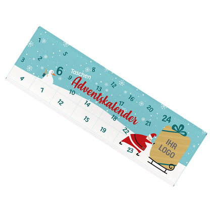 Taschen Adventskalender, 300gr Schokolade, mit Firmenlogo