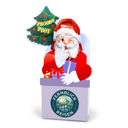 Personalisierter Milka Weihnachtsmann mit Firmenlogo in Geschenkverpackung |süßes Weihnachtsgeschenk für Mitarbeiter