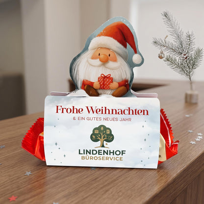 Personalisiertes Stollen-Geschenk mit Firmenlogo und Weihnachtswichtel