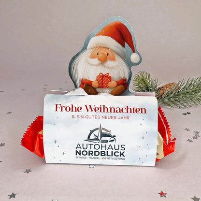Personalisiertes Stollen-Geschenk mit Firmenlogo und Weihnachtswichtel