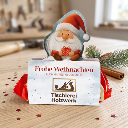 Personalisiertes Stollen-Geschenk mit Firmenlogo und Weihnachtswichtel
