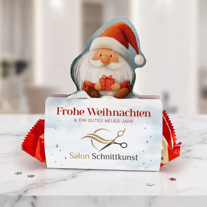 Personalisiertes Stollen-Geschenk mit Firmenlogo und Weihnachtswichtel