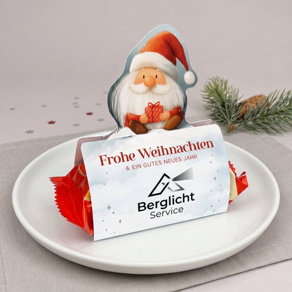 Personalisiertes Stollen-Geschenk mit Firmenlogo und Weihnachtswichtel
